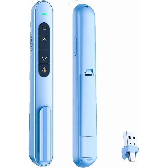 Presentation Clicker for PowerPoint, RF 2.4GHz USB C Wireless Presenter Remote with Volume Control, PowerPoint Clicker Slide Advancer for Mac, Windows, Laptop, Keynote