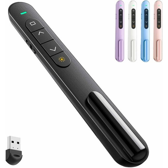 Presentation Clicker for PowerPoint, RF 2.4GHz USB Wireless Presenter Remote with Volume Control, PowerPoint Clicker Slide Advancer suitable for Mac, Windows, Laptop, Keynote