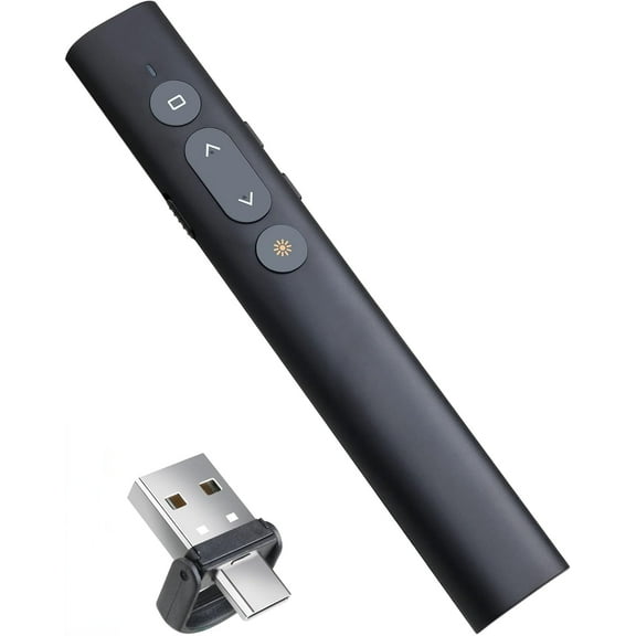 Presentation Clicker Presentation Remotes, Type C/USB A 2 in 1 Pointer, Remote PowerPoint Clicker,USB/Type-C for Computer Slide Advancer, Volume Control/Hyperlink/Switch Windows(Battery Included)