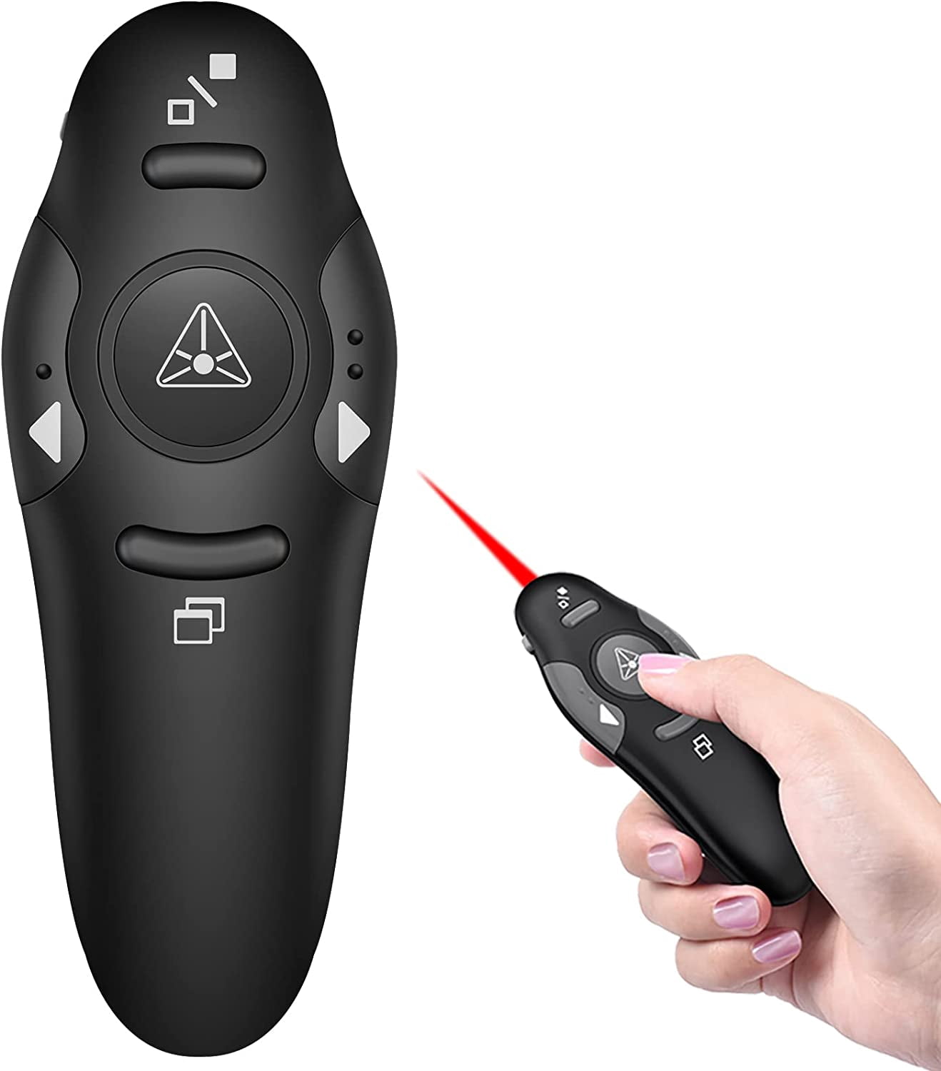 Presentation Clicker with Red Laser Pointer, RF 2.4GHz USB Wireless ...
