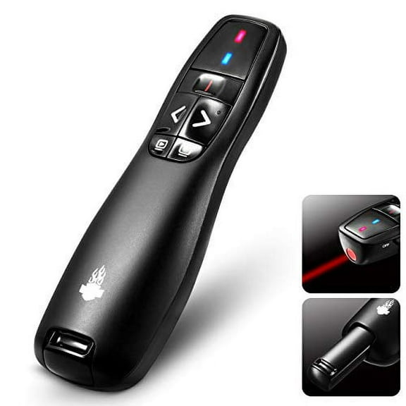 Presentation Clicker Remote Laser Pointer - Wireless USB Presenter - Slideshow PowerPoint Clicker - Compatible with Win10?MAC - Support PPT?Keynote?Google Slides (6400A)