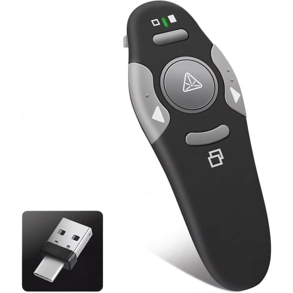 Presentation Clicker Remote, Type C&USB Wireless Presenter, PowerPoint Clicker, Slide Advancer Control for Mac Windows Laptop, Support PPTKeynoteGoogle Slides
