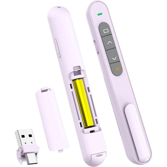 Presentation Clicker with Volume Control,USB Type-c Purple Clicker for Powerpoint Presentations RF 2.4GHz USB Slide Advancer Control for PowerPoint, Mac, Computer, Laptop