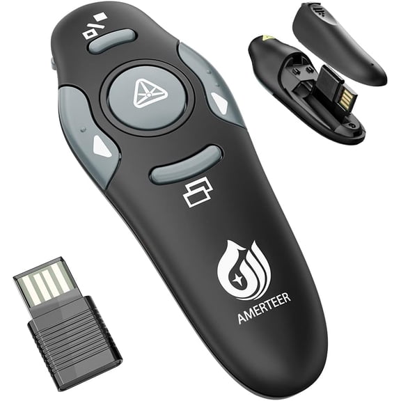Presentation Clicker Wireless Presenter Remote Clicker for PowerPoint Presentations with Red Pointer, PowerPoint Clicker Slide Advancer for Mac/Windows/Google Slide/PPT.