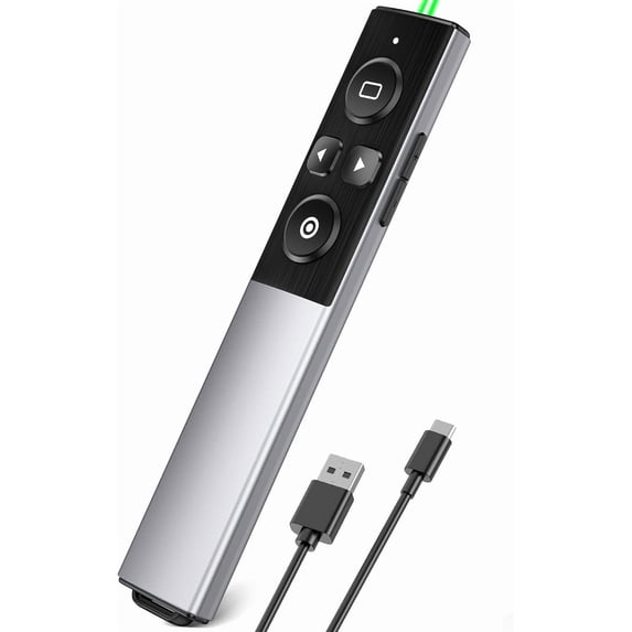 Presentation Clicker Wireless Presenter Remote for PowerPoint,USB Type C Wireless Presentation Clicker with Green Light for Mac, Computer, Laptop
