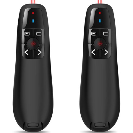 Presentation Pointer Presenter Slide Advancer: Wireless PowerPoint Remote Clicker with USB | 100Ft Control Long Range | Universal Compatibility | Ergonomic Design - 2 Pack