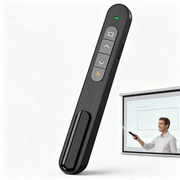 Presentation Remote Clicker K500, Wireless PPT Page Turner with Laser Pointer for Teachers Office, USB Receiver Black Presenter