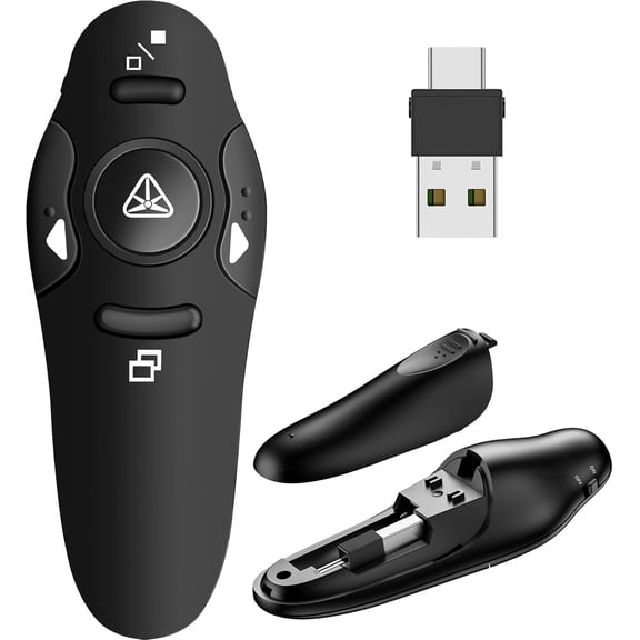 Presentation Remote Clicker, USB A & USB C Wireless Presenter for PowerPoint Presentation Remote, RF 2.4GHz Slide Advancer for Mac, Keynote, Computer, Laptop