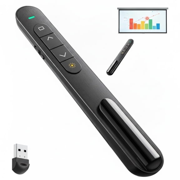 Presentation Remote, Wireless PowerPoint Clicker with Red Pointer, PPT Slide Advancer for Office