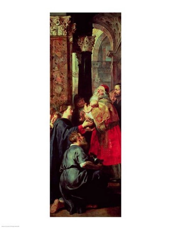 Presentation in the Temple right panel from the Descent from the Cross triptych Canvas Art - Peter Paul Rubens (18 x 24)