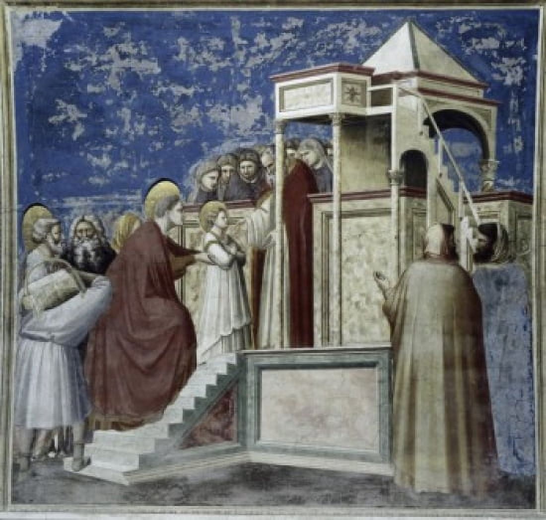 Presentation of Mary In the Temple Giotto (ca1266-1337 Italian) Fresco Arena Chapel (Capella Scrovegni) Padua Italy Canvas Art - Giotto (18 x 24)