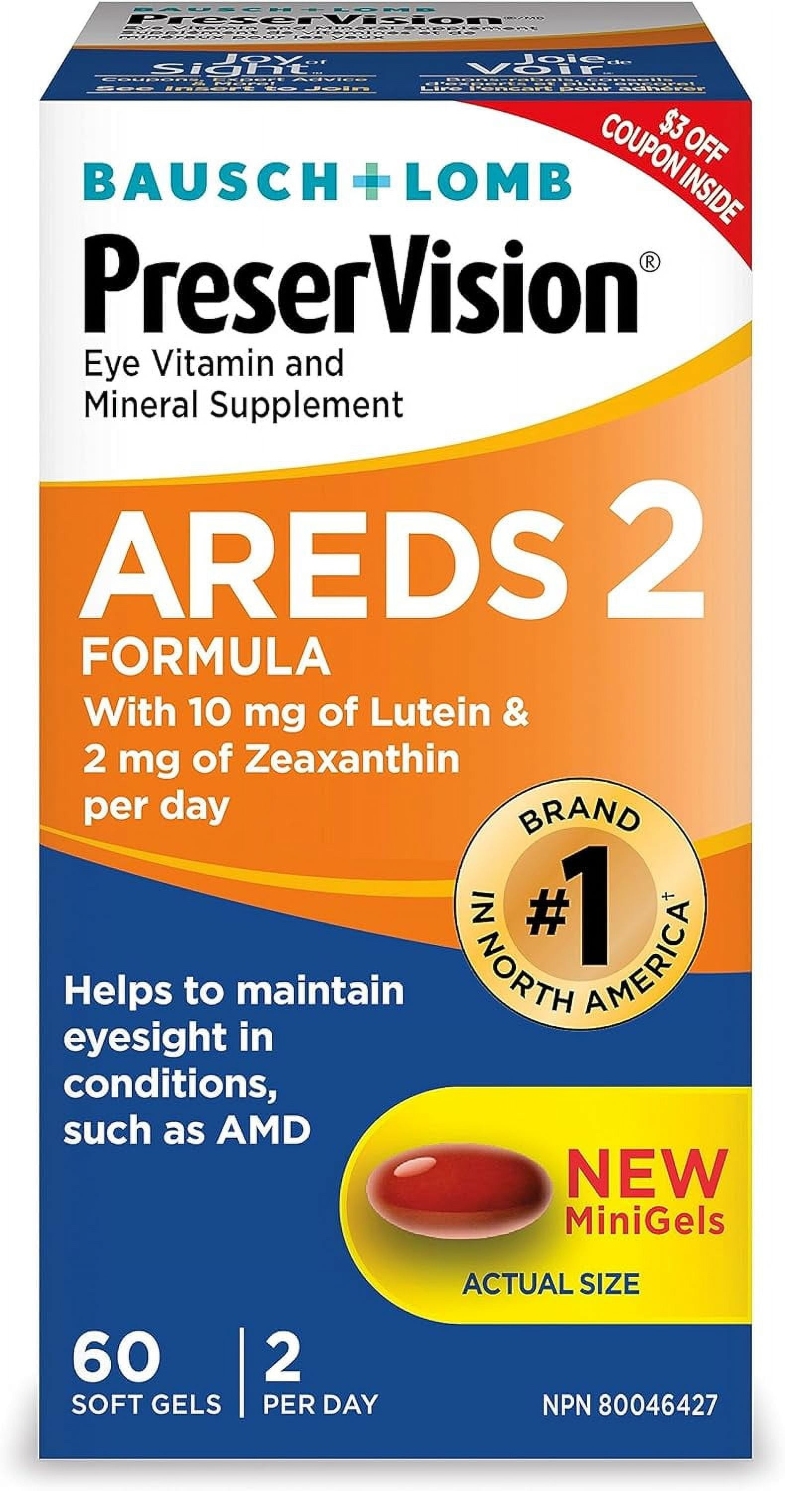 PreserVision AREDS 2 Eye Vitamin & Mineral Supplement, Contains Lutein