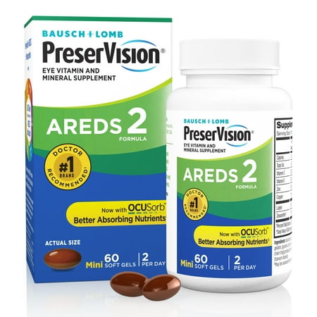 PreserVision AREDS 2 Eye Vitamins and Minerals with Lutein and Zeaxanthin with OCUsorb Softgels, 60 Count