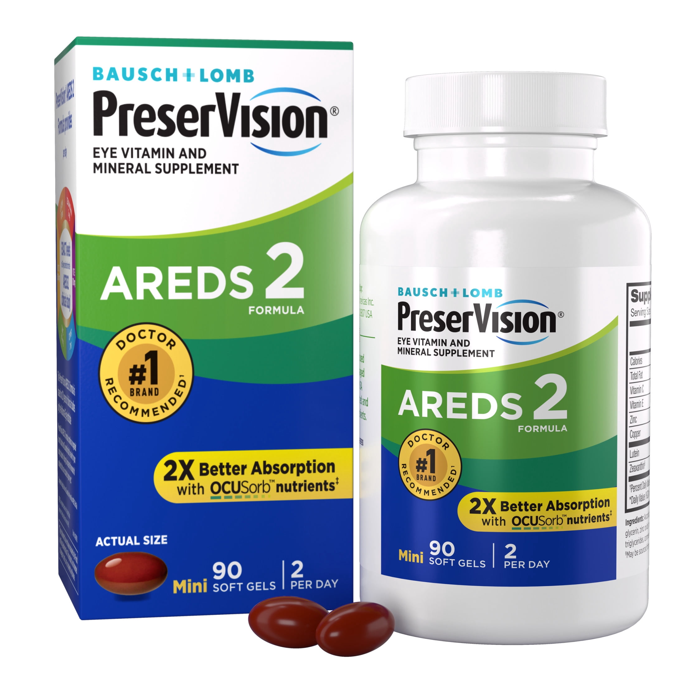 PreserVision AREDS 2 Eye Vitamins & Mineral with Lutein & Zeaxanthin Mini Softgels 90Count
