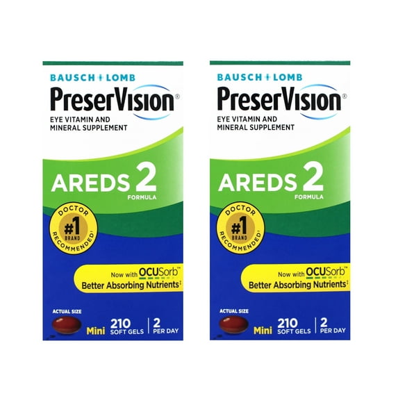 PreserVision AREDS 2 by Bausch + Lomb - 210 Count Mini Soft gels, Eye Vitamin and Mineral Supplement