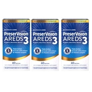 PreserVision AREDS 3 Eye Vitamins Formula with 8 B-Vitamin Complex, 3-in-1 Macular Supplement, 60 Softgels - 3 Pack