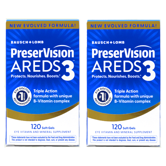 PreserVision AREDS 3 Formula Eye Vitamin & Mineral Supplement, 120 Soft Gels - 2 Pack