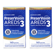 PreserVision AREDS3 Eye Vitamins, #1 Eye Doctor Recommended, AREDS2 Formula with Additional 8 B-Vitamin Complex, Promotes Healthy Cellular Eye Function, 3-in-1 Macular Supplement, 160 Softgels 2 Pack