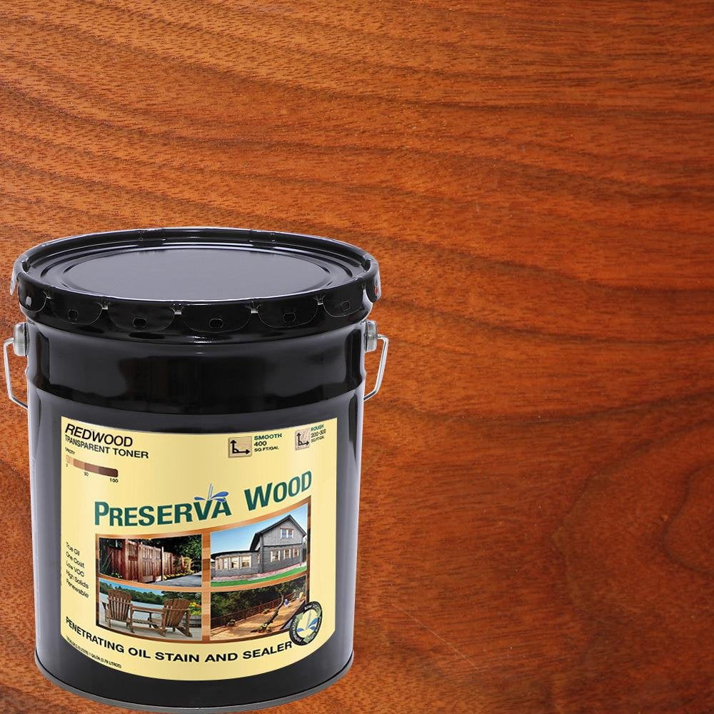 Preserva Wood Transparent Matte Redwood Oil-Based Oil Penetrating Wood Stain/Sealer 5 gal