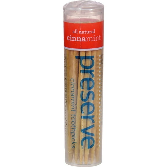 Preserve Cinnamint Flavored Toothpick - 35 per pack - 24 packs per case.