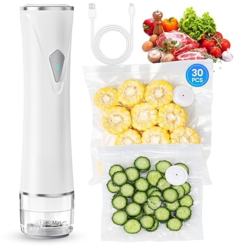 Preserve Compact Vacuum Sealer for Food (Vacuum Sealer Machine + 30 Reusable Vacuum Bags) Powerful Handheld Vacuum Sealer Machine, Seal Meal Saver, Portable Food Sealer