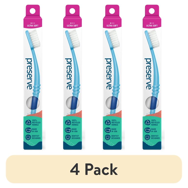 4 pack) Preserve Eco Friendly Adult Toothbrush Made from Recycled 