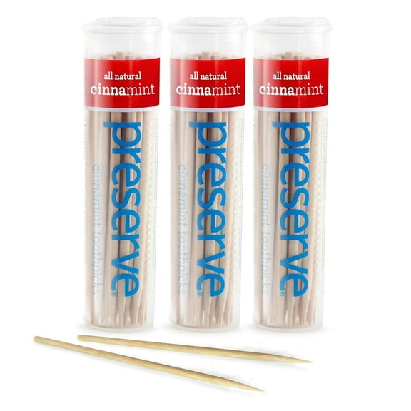 Preserve Cinnamint Flavored Toothpicks Birch Wood Breath Freshener Eco Friendly 3 Pack