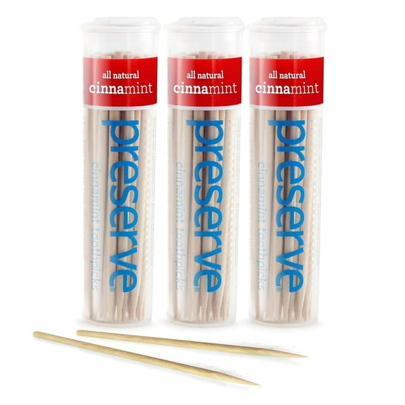 Preserve Cinnamint Flavored Toothpicks Birch Wood Breath Freshener Eco Friendly 3 Pack