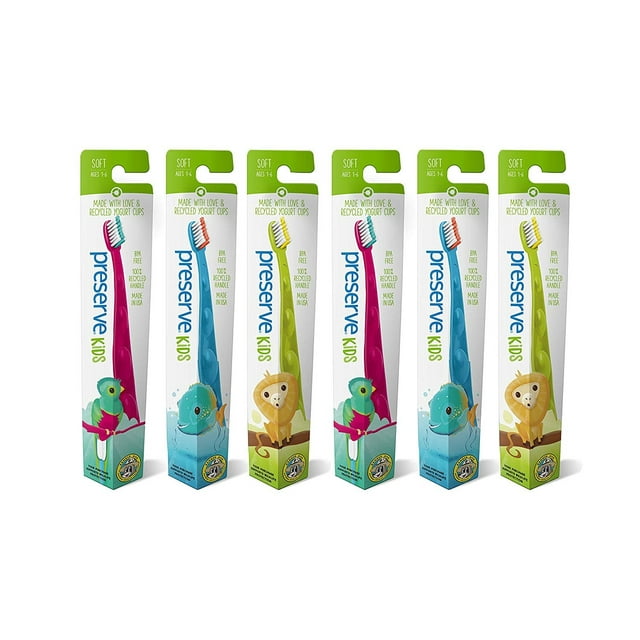 Preserve Kids Toothbrush, Soft Bristles, (Pack of 6)