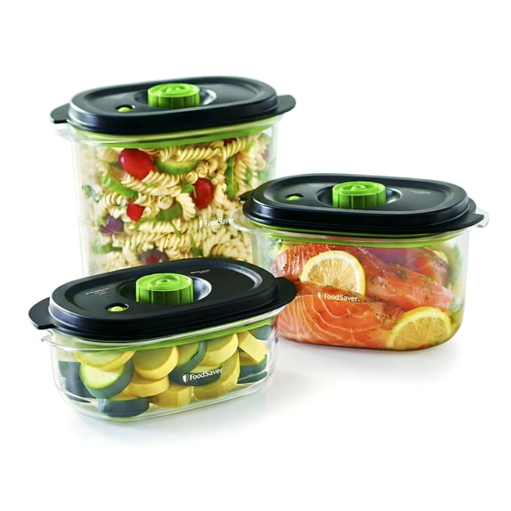 FoodSaver Vacuum Seal Containers, 3-Piece Set (3, 5 & 8 Cup) for Airtight Food Storage & Marinating, BPA-Free & Reusable Food Storage Containers for FoodSaver Vacuum Sealer Machines