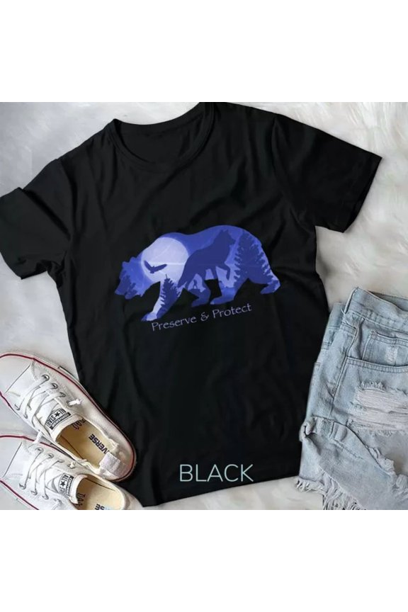 Preserve & Protect Vintage National Park Bear Wolf Eagle Unisex T-Shirt