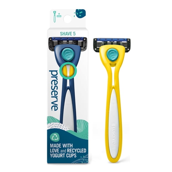 Preserve 5 Blade Refillable Manual Razor Recycled Plastic Eco-Friendly Unisex Handle + 1 Cartridge