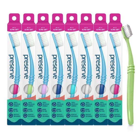 Preserve Adult Manual Toothbrush Ultra Soft Bristles BPA Free 8 Pack