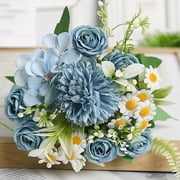 Preserved Artificial Flowers Arrangement, Silk Wedding Bouquet with Roses, Fake Flower Centerpiece for Home Living Room, Valentines Day Decor
