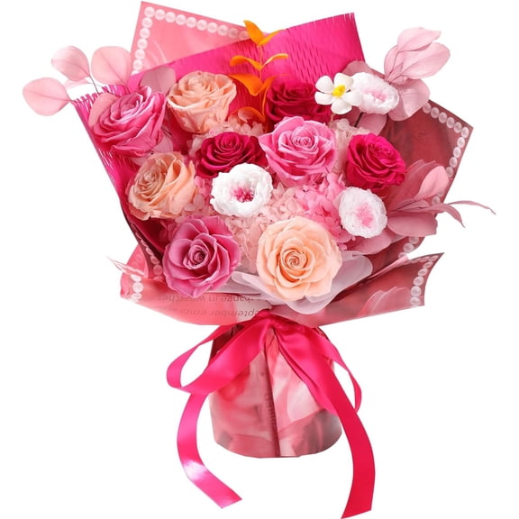 Preserved Bouquet 12 Mixed Multi-Color Roses for Delivery, Birthday Rose Gifts for Women Mom Grandma