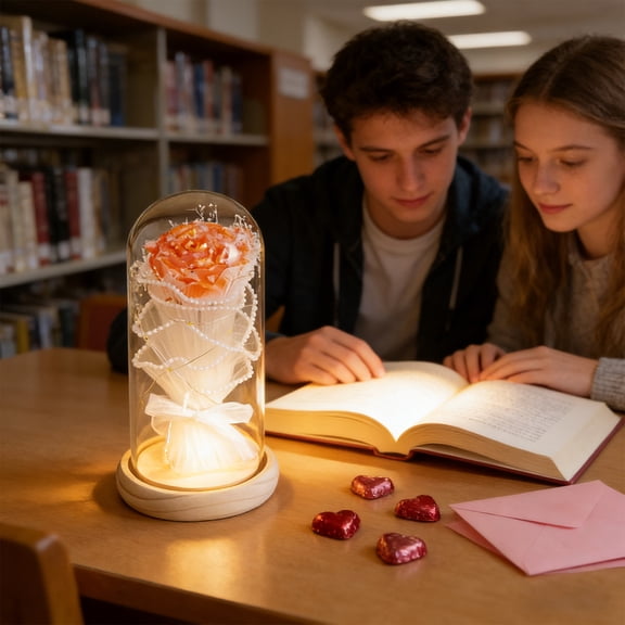 Preserved Christmas Flowers Gift, Forever Roses in Glass Dome, Eternal Infinity Light Up Rose Gifts for Valentine's Day Mom Women Mother's Day, Birthday,Girlfriends, Handmade from Boyfriend