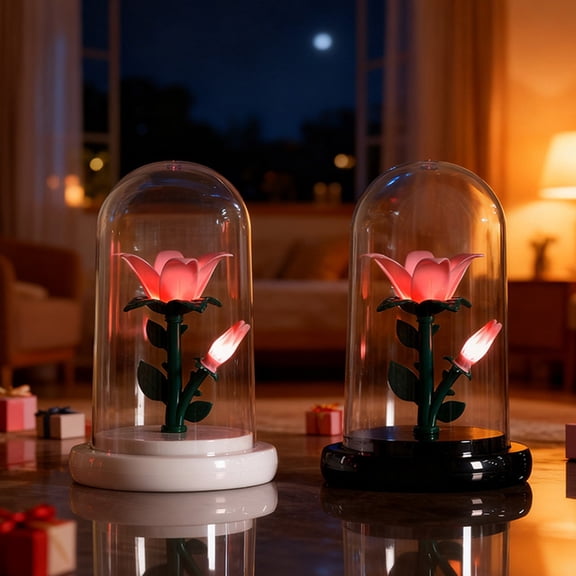 Preserved Florals Night Light | LED Mini Ambient Lamp | Elegant Botanical Decor Accent | Soft Warm Glow | Compact ABS | Bedroom, Desk, Home Gift | 4.33x7.09 in