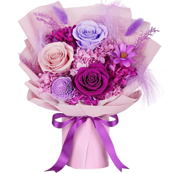 3 Real Purple Eternal Roses in Gift Box Long-Lasting Preserved Flowers for Birthday Gifts, Perfect for Women, Mom, Wife, or Her