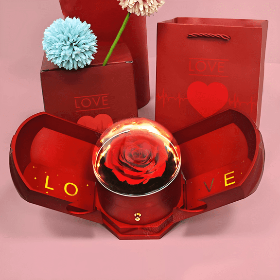 Preserved Flower Gifts for Women, Birthday Rose Flowers Gifts for Her, Anniversary Gift Ideas for Wife Girlfriend, Box Flower with Necklace Gifts for Mom Grandma(Red)
