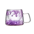 thumbnail image 1 of Preserved Flower Mug, Double Wall Glass Mug, 200ml Insulated Transparent Floral Coffee Cup, Hand-Collected Real Flower Design, Lightweight Durable Double-Glazed Glass with Scald-Proof Handle, 1 of 3