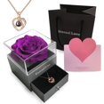 thumbnail image 1 of Preserved Flower Rose with Love You Necklace in 100 Languages Gift for Her, Enchanted Real Rose Flower Valentine's Mother's Day Anniversary Wedding Romantic Gift for Girlfriend Wife Mom, 1 of 7