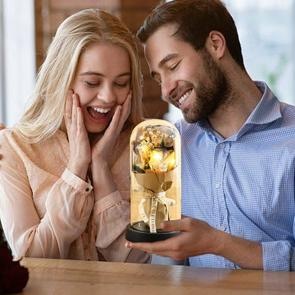 Preserved Flowers Bouquet,4.7x8.6inch LED Eternal Rose Bouquet,Handcrafted,Soft Lighting Creating Romantic Ambiance,Suitable for Mom Day,Valentines Day,Birthday Gifts