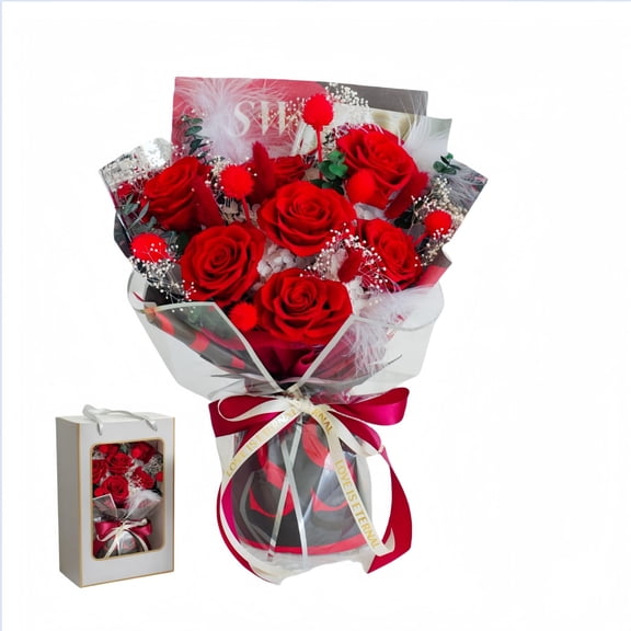 Preserved Flowers Bouquet, Flowers for Delivery Prime,100% Real Roses That Last Up to 3 Years, Gift for Her: Birthday Christmas Valentine's Day Mother's Day,Christmas, Room Decorations A101