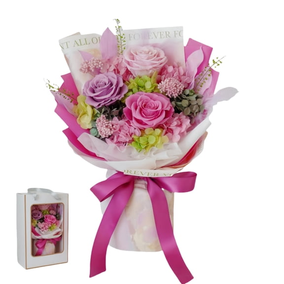 Preserved Flowers Bouquet, Flowers for Delivery Prime,100% Real Roses That Last Up to 3 Years, Gift for Her: Birthday Christmas Valentine's Day Mother's Day,Christmas, Room Decorations (Pink) Y101