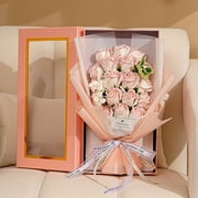 Preserved Flowers Bouquet, Pink Rose Bouquets, Birthday Flowers Gifts for Women Mom Grandma Wife Friends, Long-Lasting, Romantic Gifts for Christmas Valentines Day Birthday Anniversary