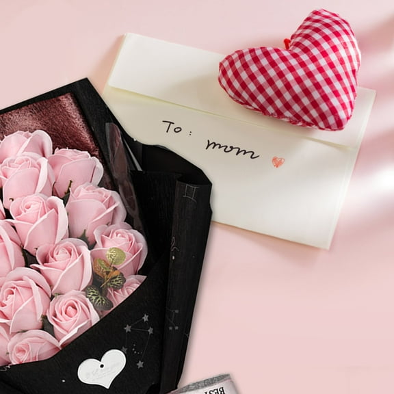 Preserved Flowers Bouquet Plastic, 18 Bunch of Fake Roses Artificial Flowers with Stems, Faux Silk Flowers for Vase Centerpiece Table Wedding Party Bridal DIY Decor, Light Pink, Includes Gift Box