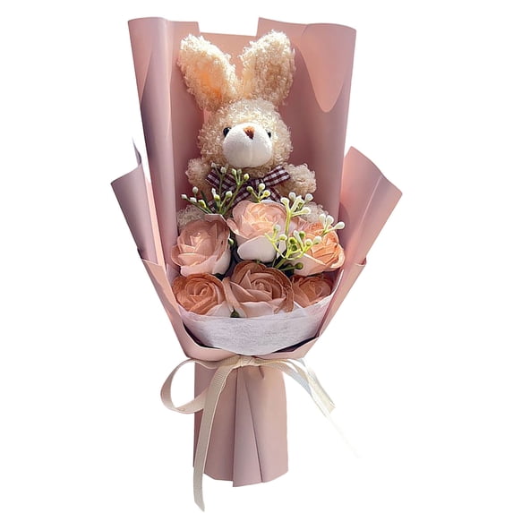 Preserved Flowers Bouquet with Bunny, Easter Gifts, Long-Lasting Roses Bouquet, Anniversary Birthday Valentine Gifts for Women Mom Wife Mothers Day