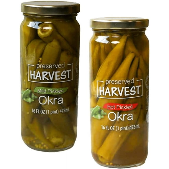 Preserved Harvest Mild & Hot Pickled Okra, 16 oz. Jars, Variety 2-Pack