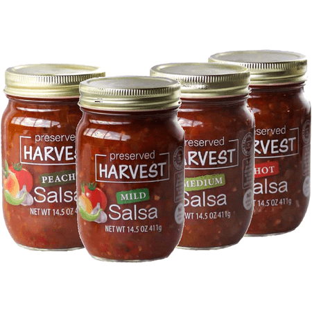 Preserved Harvest Mild, Medium, Hot & Peach Salsa, 14.5 oz. Jars, 4-Pack