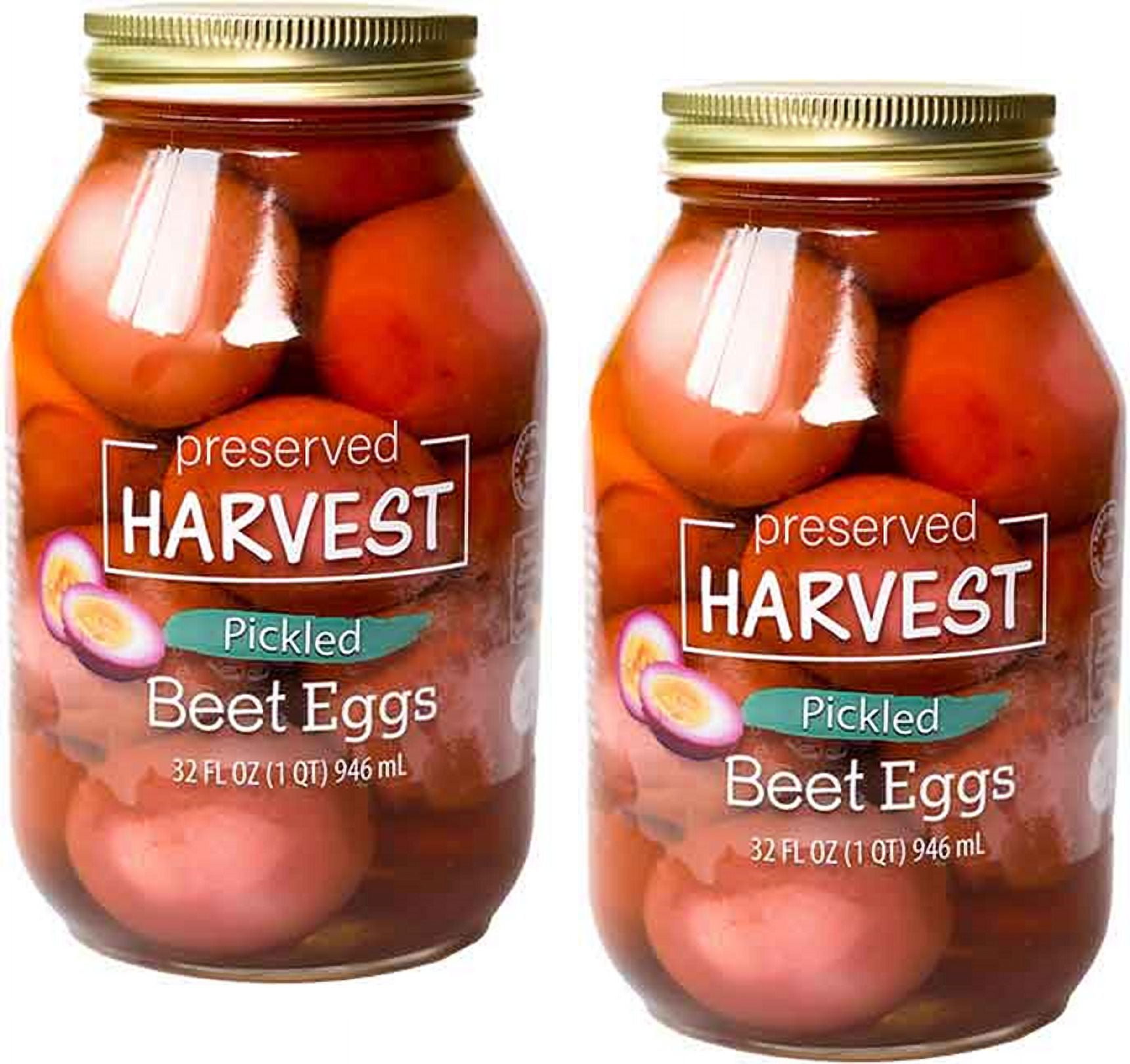 Preserved Harvest Pickled Beet Eggs, 32 oz. Quart Jars, 2Pack